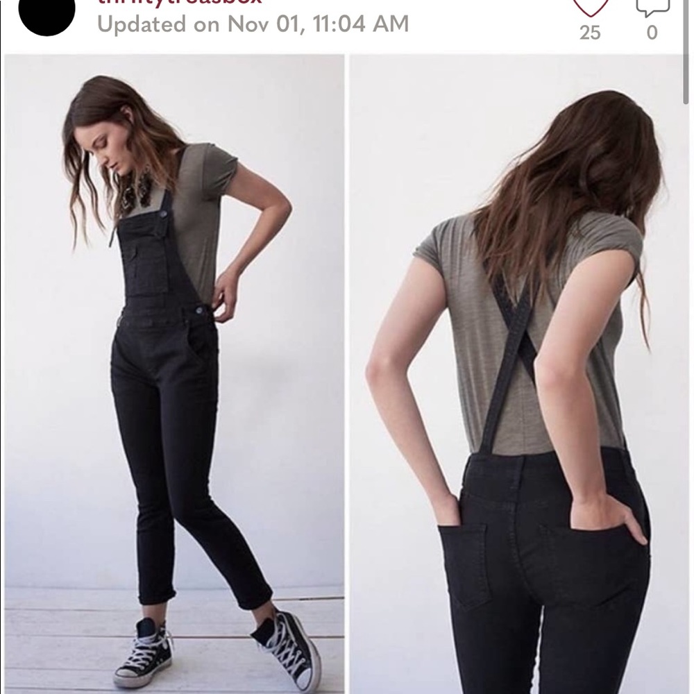 SOLD Washed Denim Overall Black Size 26 Free People - Picture 3 of 6